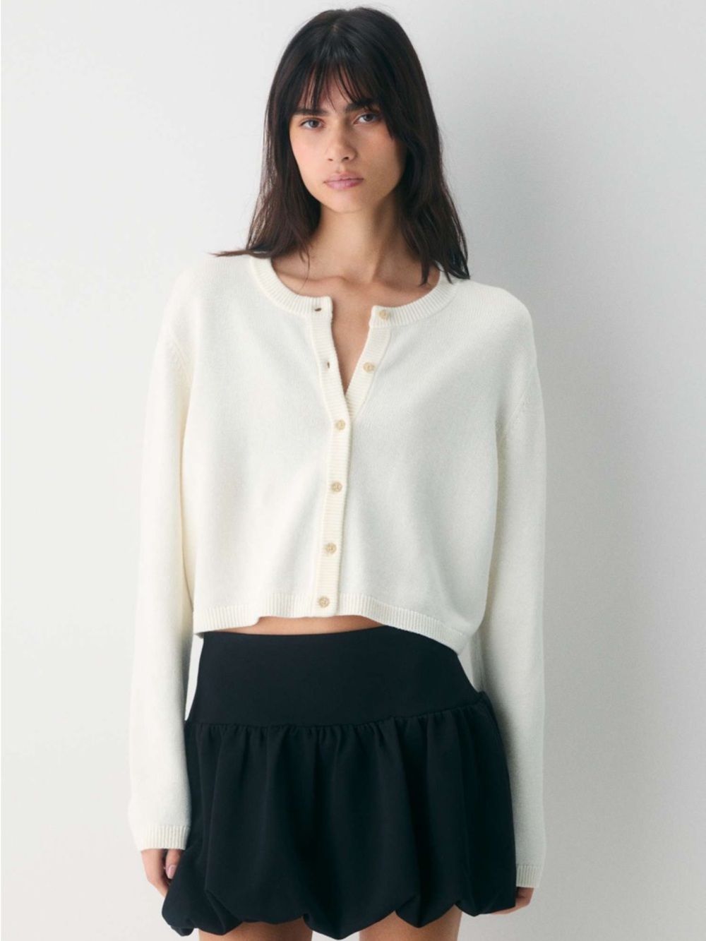 Aritzia Wilfred | Sicily Cropped Cashmere Blend Cardigan | Light Birch | S